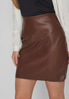 Vila Dagmar High Waist Faux Leather Mini Skirt, Shaved Chocolate