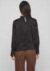 Vila Ellette High Neck Satin Top, Black