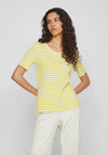 Vila Thessa Round Neck Striped Top, Green Sheen