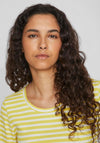 Vila Thessa Round Neck Striped Top, Green Sheen