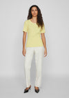 Vila Thessa Round Neck Striped Top, Green Sheen