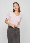 Vila Thessa Round Neck Striped Top, Pastel Lavender