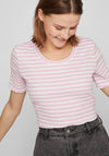 Vila Thessa Round Neck Striped Top, Pastel Lavender