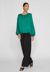 Vila Dorita Round Neck Blouse, Ultramarine Green