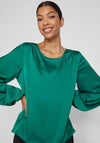 Vila Dorita Round Neck Blouse, Ultramarine Green
