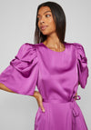 Vila Ravenna Satin Puff Sleeve Midi Dress, Cattleya Orchid