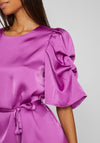 Vila Ravenna Satin Puff Sleeve Midi Dress, Cattleya Orchid