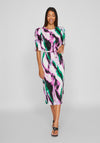 Vila Ravenna Satin Puff Sleeve Midi Dress, Fern Green