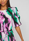 Vila Ravenna Satin Puff Sleeve Midi Dress, Fern Green