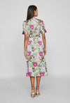 Vila Naria Floral Wrap Midi Dress, Fern Green