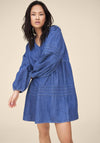Vila Rowie V Neck Denim Mini Dress, Medium Blue