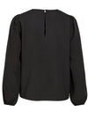 Vila Annua Round Neck Embroidered Detail Blouse, Black