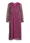 Vila Falia V-Neck Print Midi Dress, Cattleya Orchid