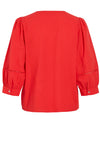 Vila Renua V-Neck Cotton Top, Poppy Red