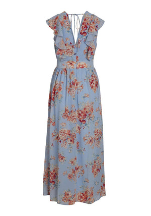Vila Karin Floral Print Maxi Dress, Kentucky Blue