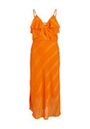 Vila Mina Frill Wrap Midi Dress, Sun Orange