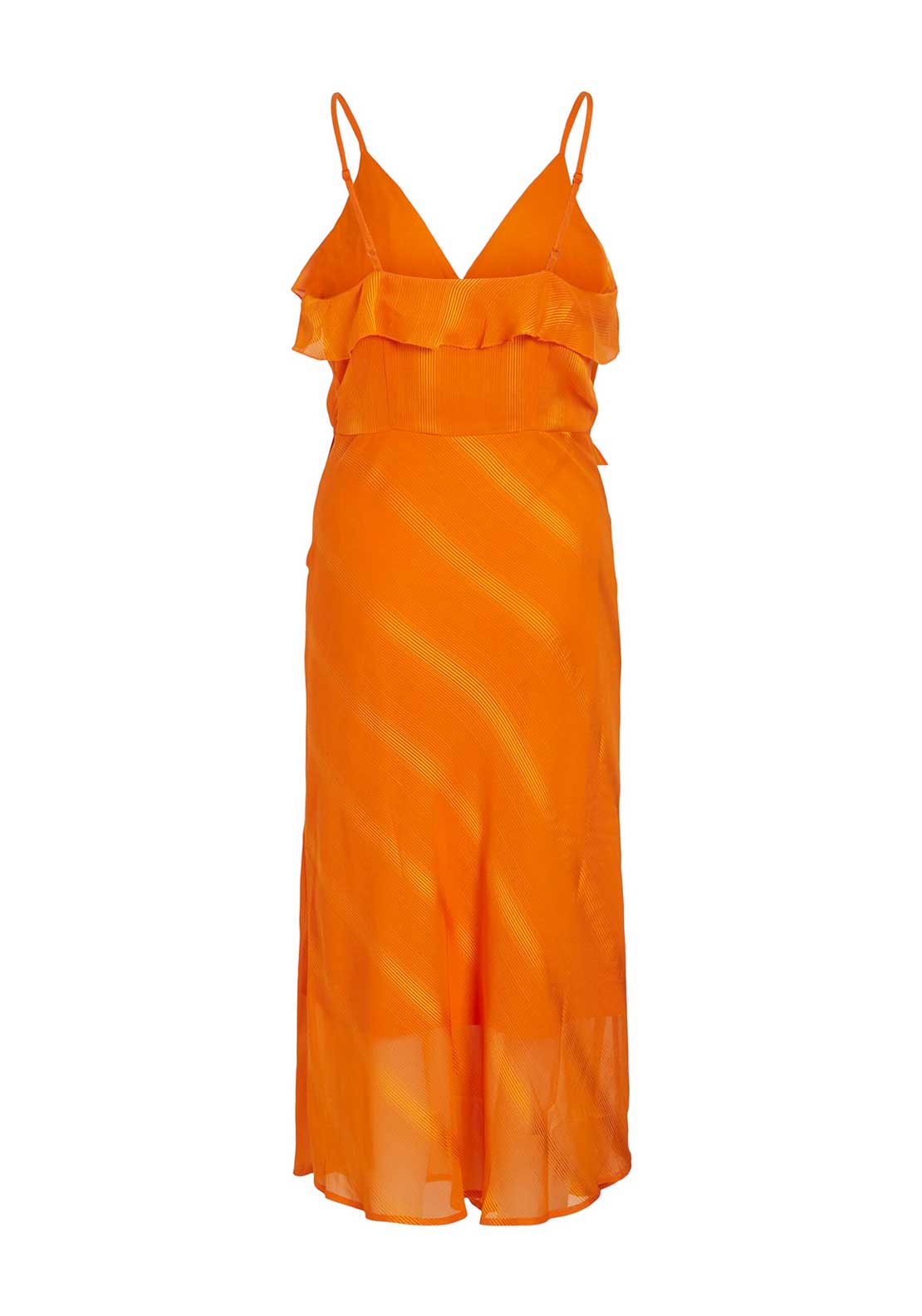 Vila Mina Frill Wrap Midi Dress, Sun Orange