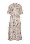 Vila Voline Floral Frill Trim Dress, Egret