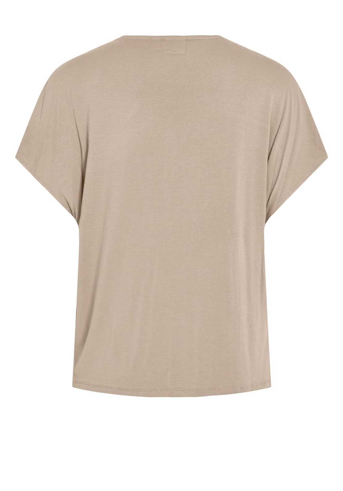 Vila Ellette V-Neck Satin Top, Cement