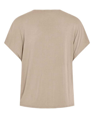 Vila Ellette V-Neck Satin Top, Cement