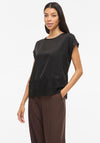 Vila Ellette Satin Lace Trim Top, Black