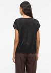 Vila Ellette Satin Lace Trim Top, Black