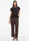 Vila Ellette Satin Lace Trim Top, Black