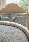 V&A Indian Lattice Cotton Duvet Cover Set, Red & Teal Blue