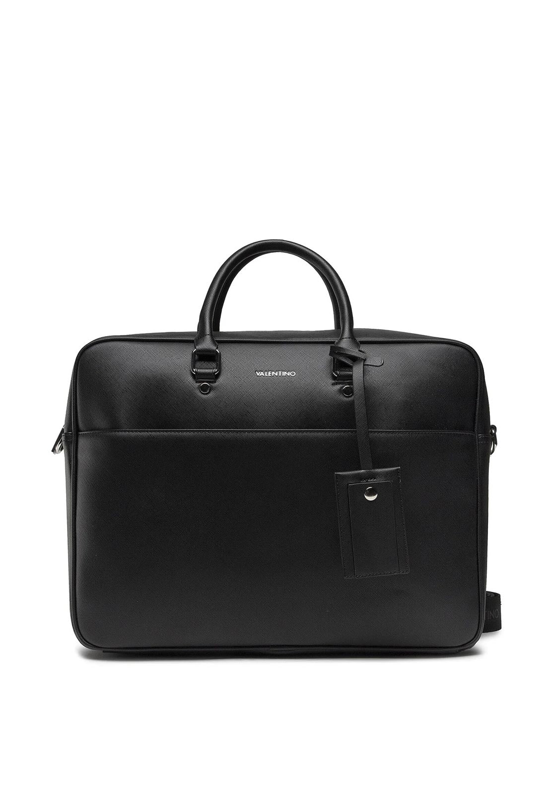 Valentino Marnier Pebbled Laptop Bag, Nero - McElhinneys