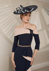 Veni Infantino Off The Shoulder Fishtail Dress, Navy & Champagne