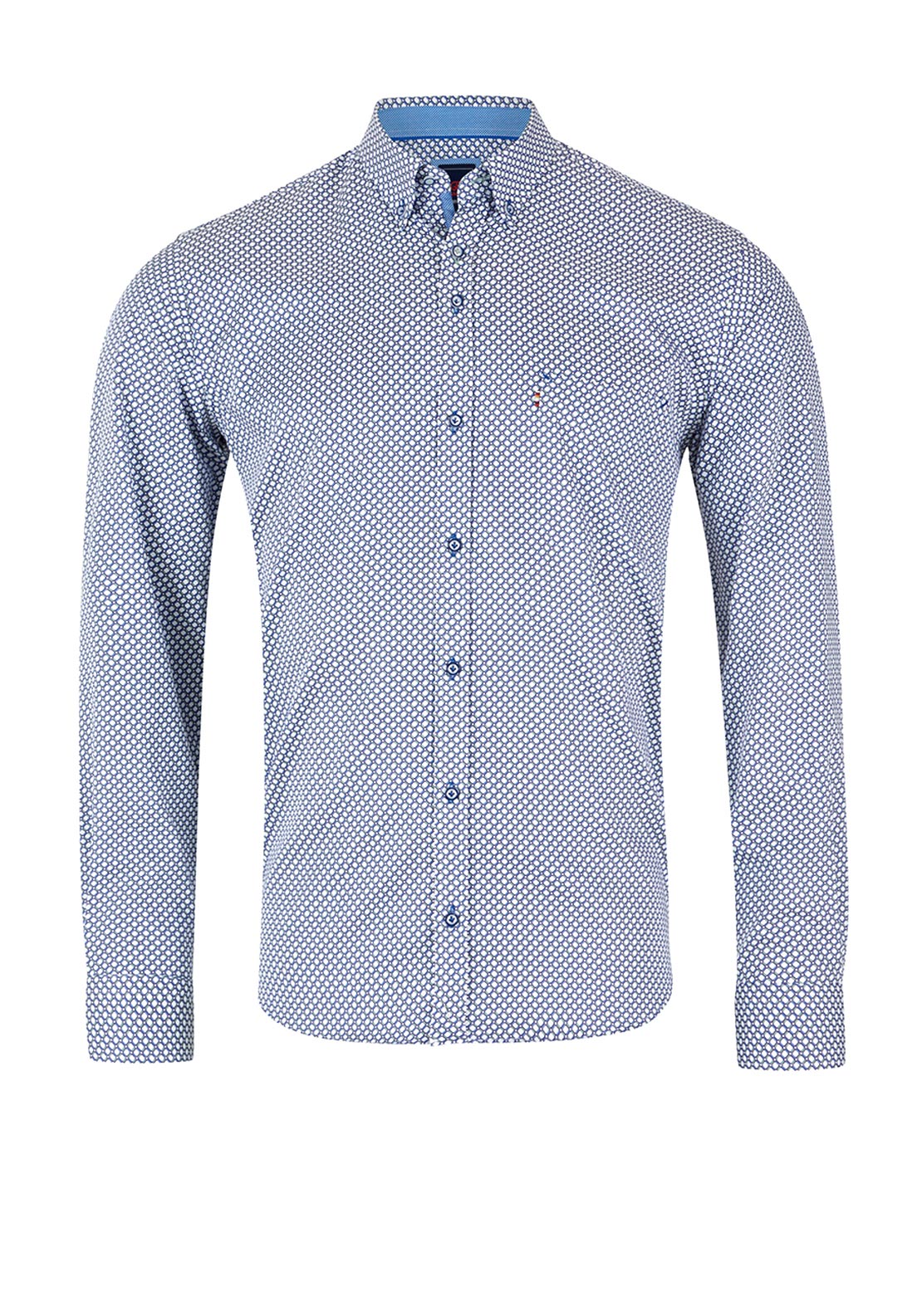 Andre Virginia Long Sleeve Print Shirt, Navy & Green