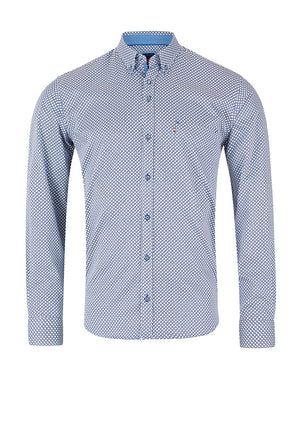 Andre Virginia Long Sleeve Print Shirt, Navy & Green