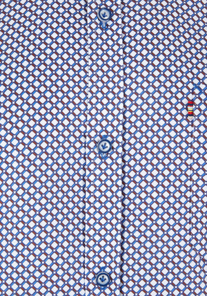 Andre Virginia Long Sleeve Print Shirt, Navy & Rust
