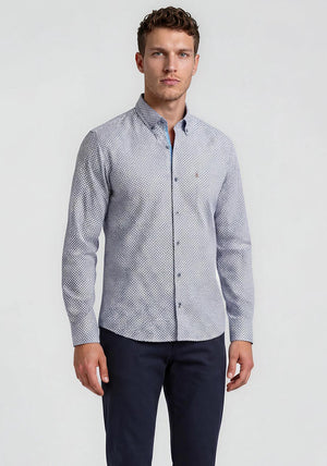 Andre Virginia Long Sleeve Print Shirt, Navy & Rust