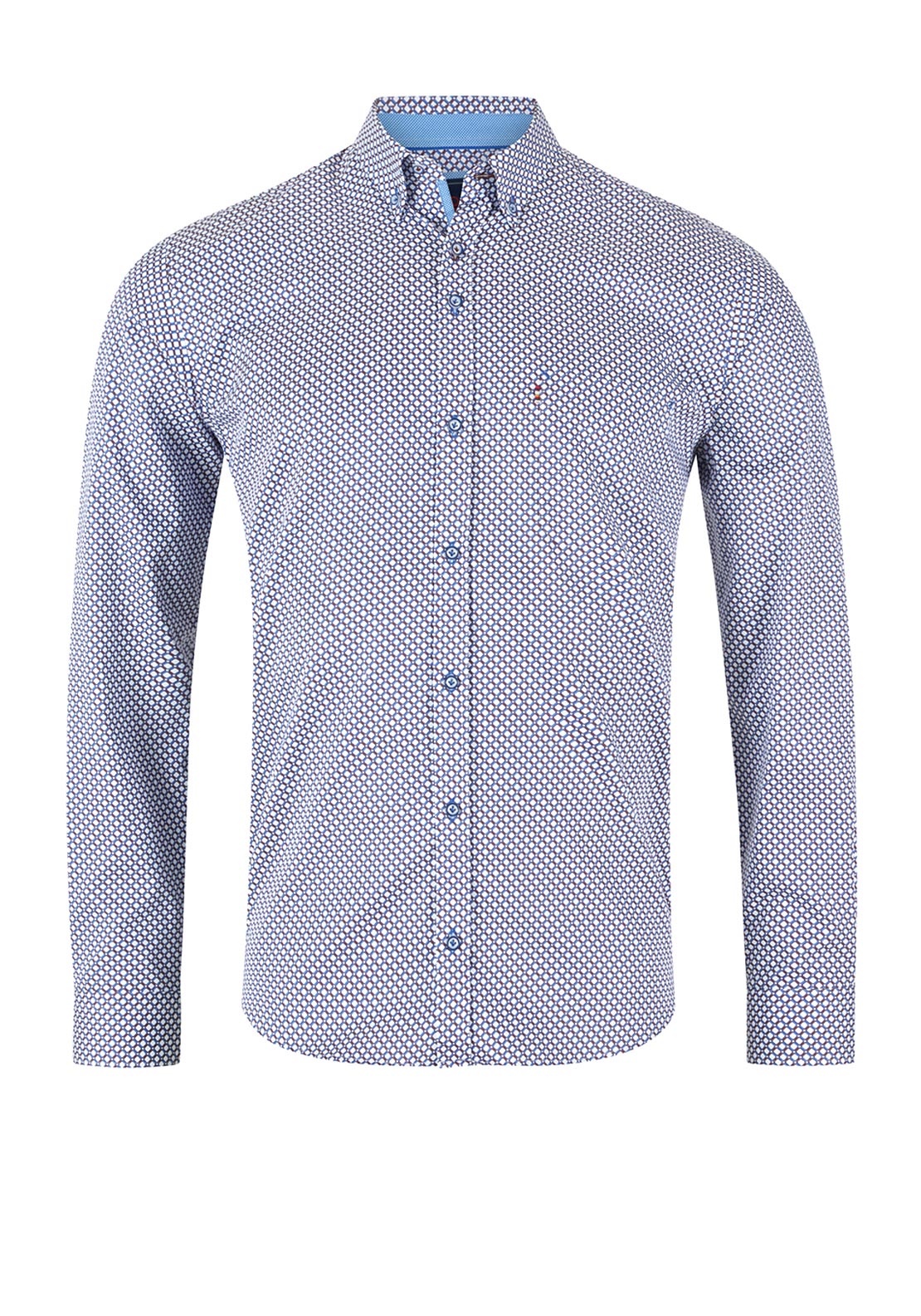 Andre Virginia Long Sleeve Print Shirt, Navy & Rust