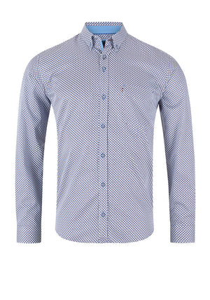 Andre Virginia Long Sleeve Print Shirt, Navy & Rust