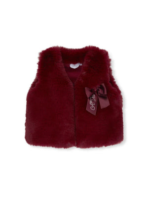 A Dee Mini Girl Anna Faux Fur Gilet, Wine