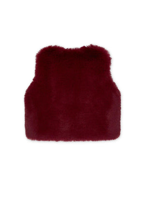A Dee Mini Girl Anna Faux Fur Gilet, Wine