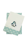 Walton & Co Embroidered Set of 2 Penguin Tea Towels, Blue