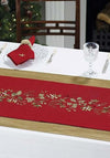 Walton & Co Embroidered Holly & Berry Table Runner, Red