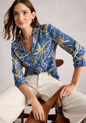 White Stuff Annie Collared Blouse, Blue