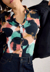 White Stuff Annie Patterned Jersey Shirt, Navy Multi