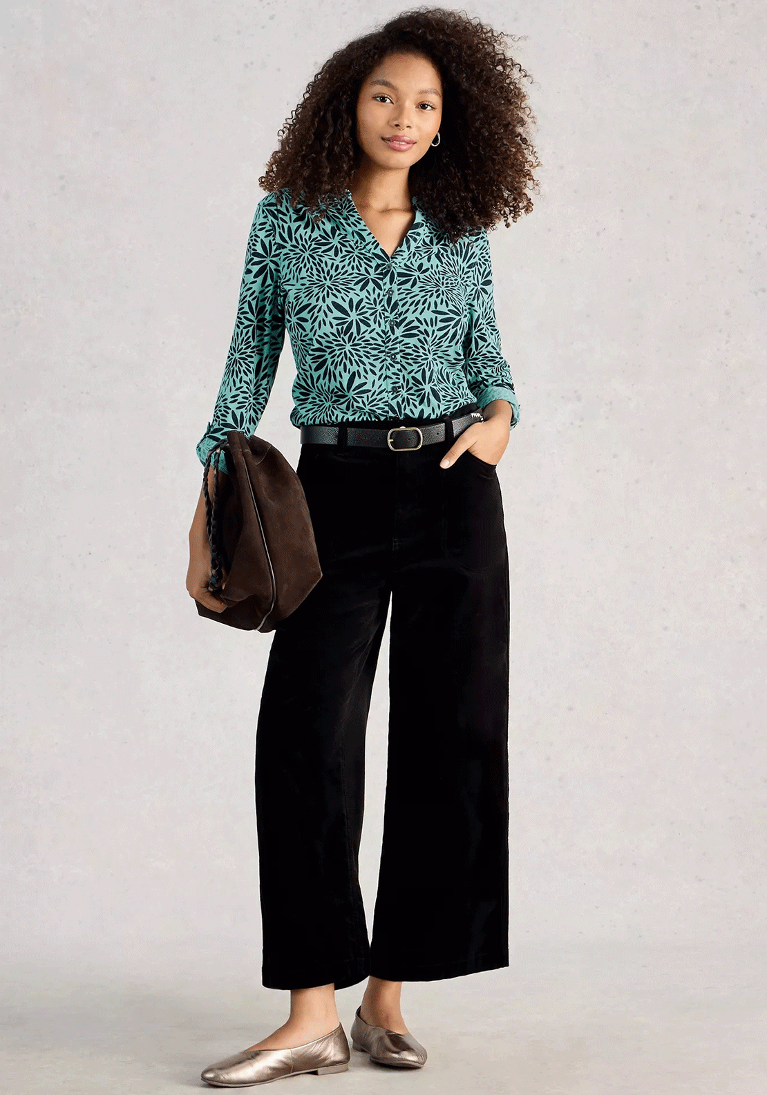 White Stuff Annie Patterned Jersey Shirt, Blue