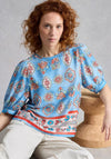 White Stuff Geometric Floral Print T-Shirt, Blue Multi