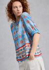 White Stuff Geometric Floral Print T-Shirt, Blue Multi