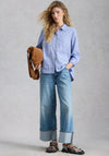 White Stuff Sophie Grid Embroidered Shirt, Blue