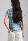 White Stuff Nelly Notch Neck Floral Print T-Shirt, Blue Multi