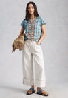 White Stuff Nelly Notch Neck Floral Print T-Shirt, Blue Multi