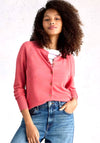 White Lulu Crew Neck Cotton Cardigan, Pink