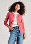 White Lulu Crew Neck Cotton Cardigan, Pink